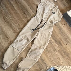 Figs Sleeveless Utility Jumpsuit in Beige